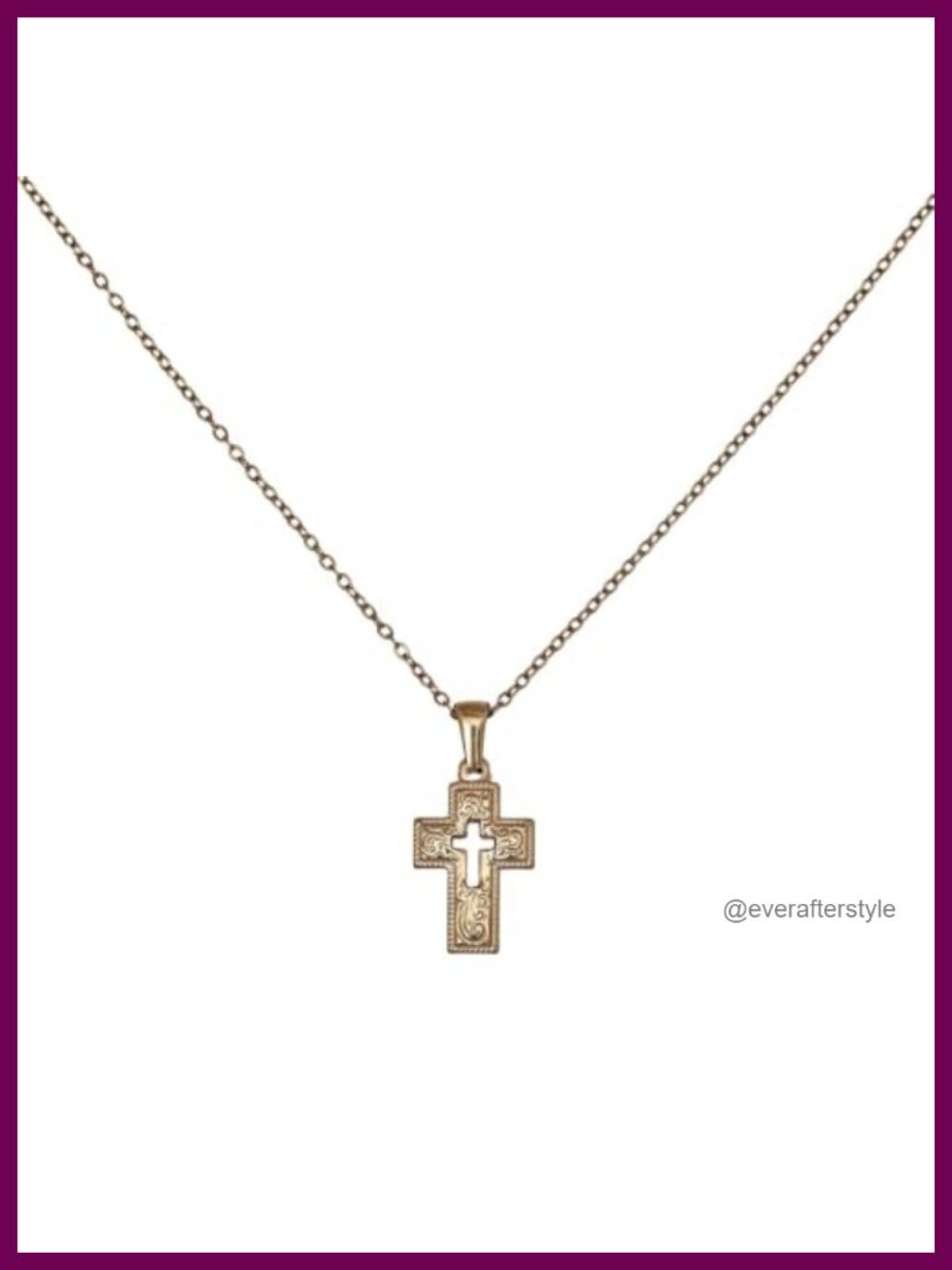 Dainty Gold Plated Cross Necklace Women 14K Christian Pendant Cable Chain
